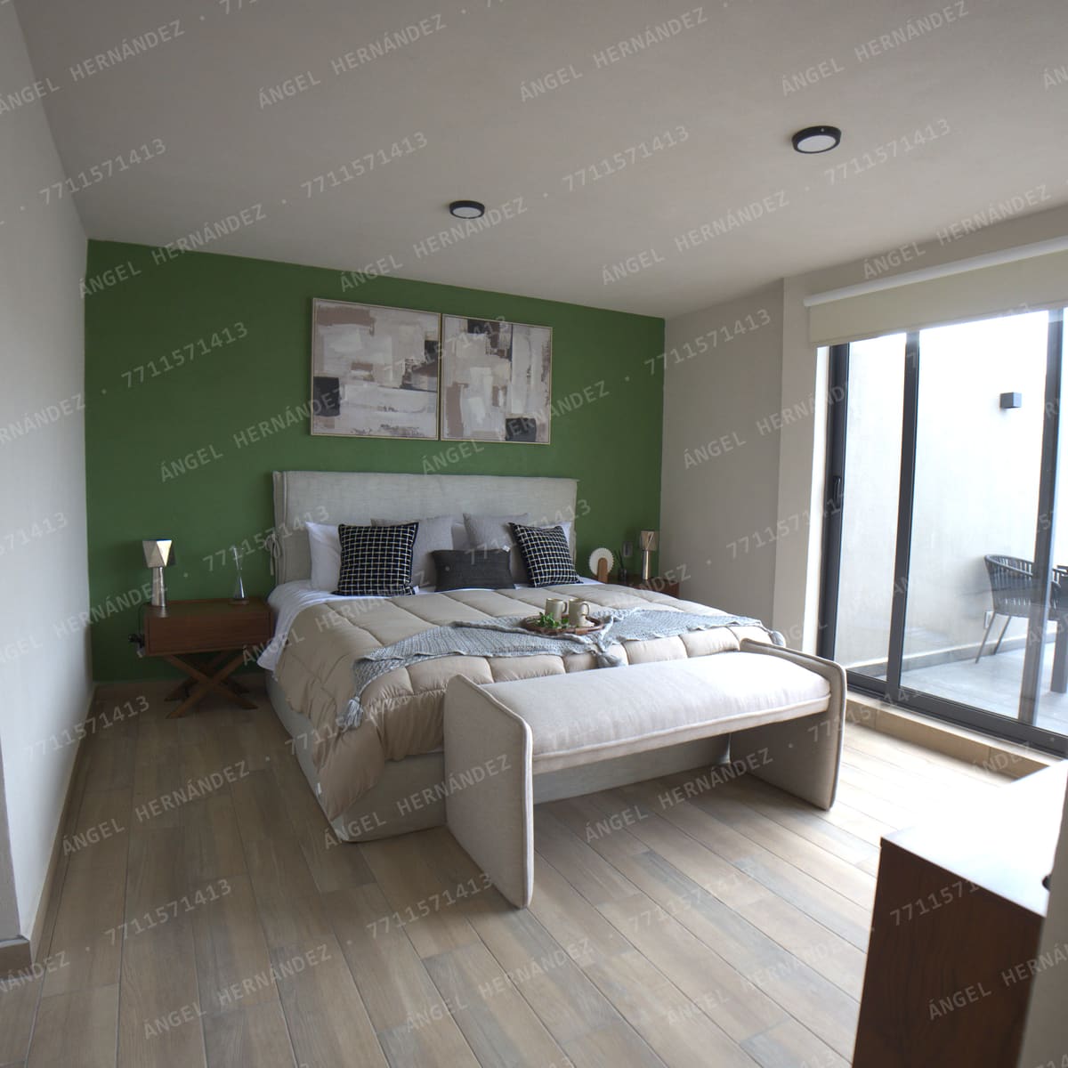 Recámara principal del segundo nivel con salida al roof garden en Creta Planta Alta, Basalto