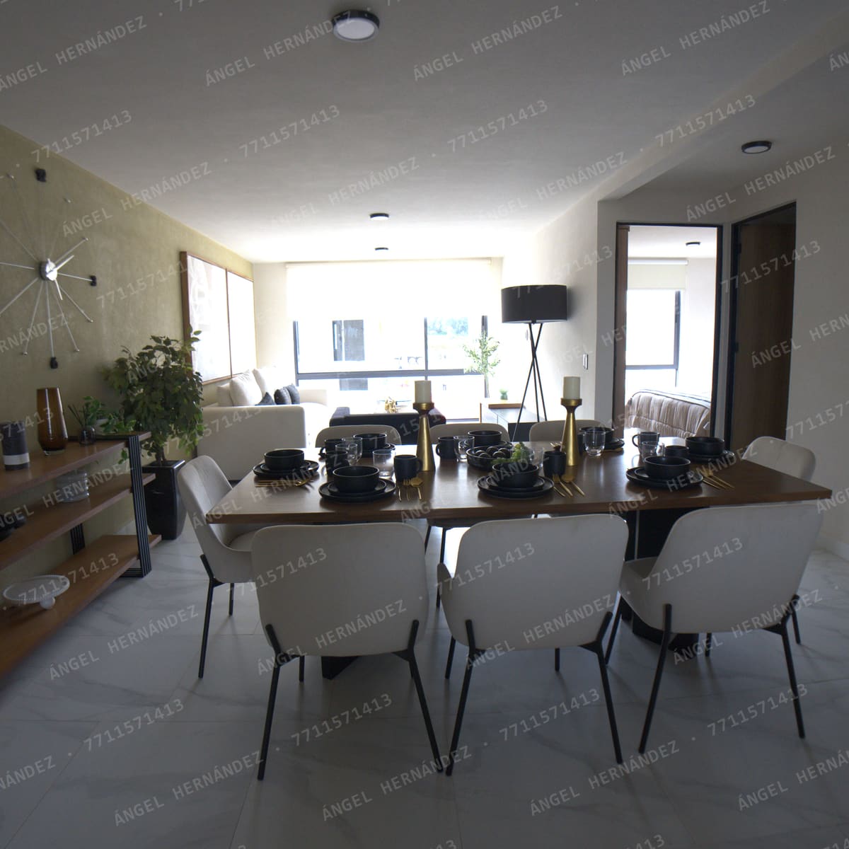Comedor integrado a la sala en Creta Planta Alta, Basalto