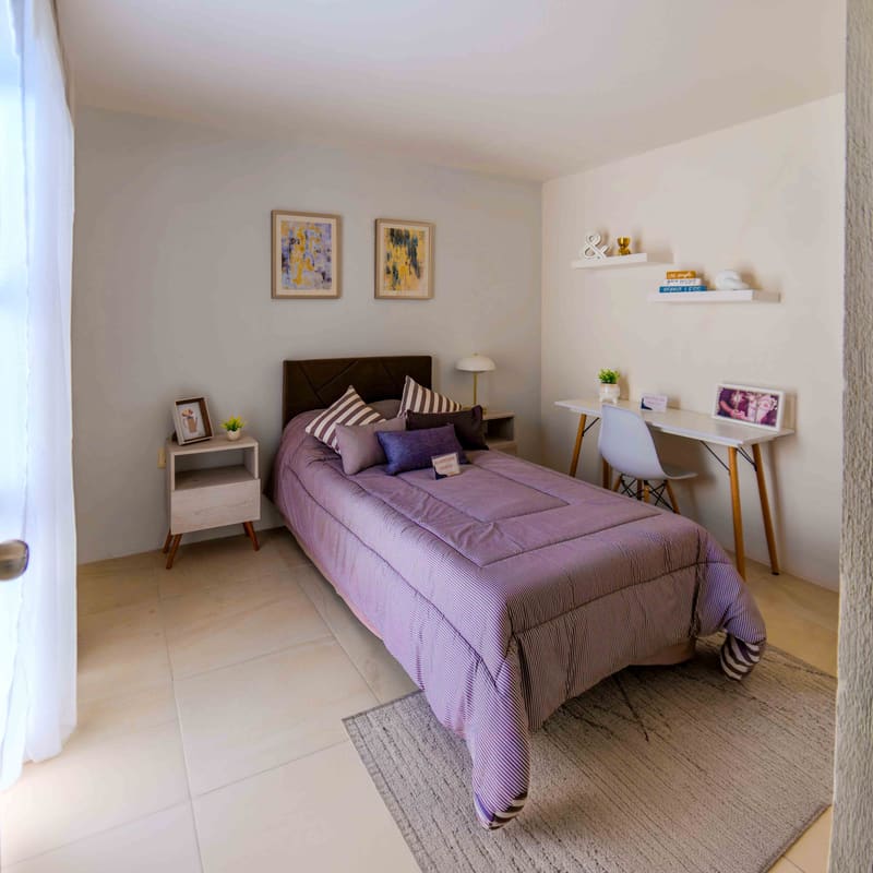 Segunda recámara con luz natural en modelo Piamonte, Mineral de la Reforma
