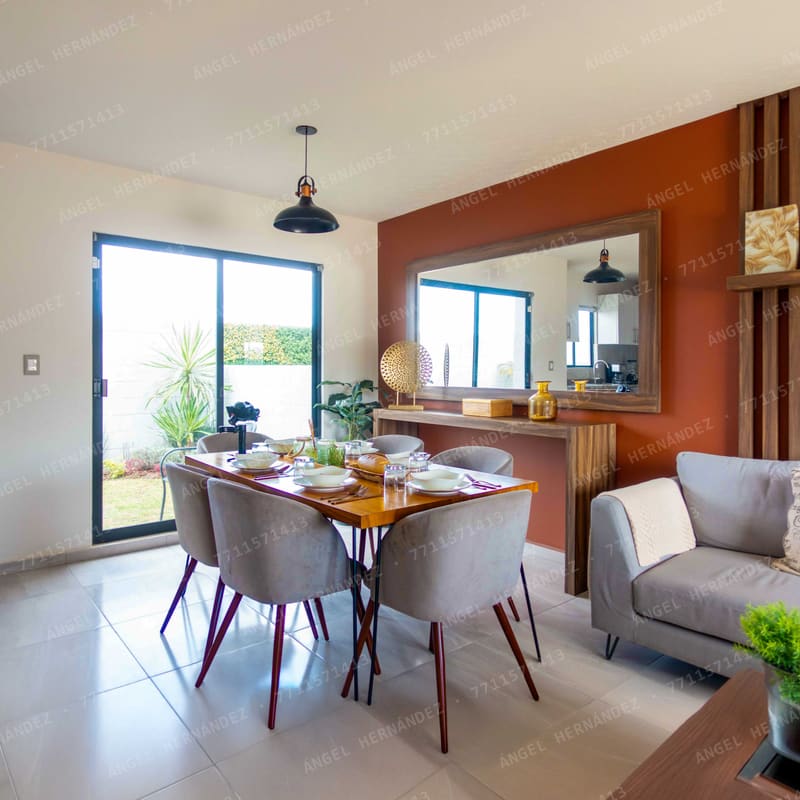 Comedor de cuatro plazas en casa muestra Vermentino, Zempoala